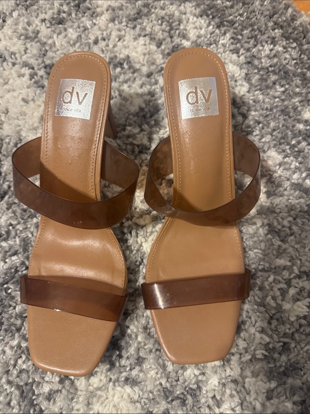 DV by Dolce Vita Tan Slip-On Double-Strap Heels